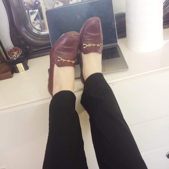 VINTAGE GUCCI LEATHER LOAFERS WITH BLOCK H… - Picture 4 of 4